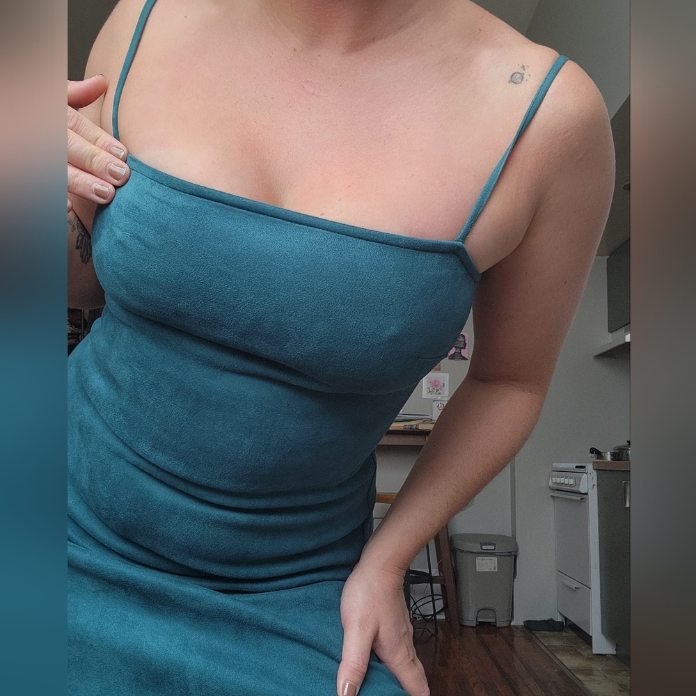 Green Suede lace up dress size M
